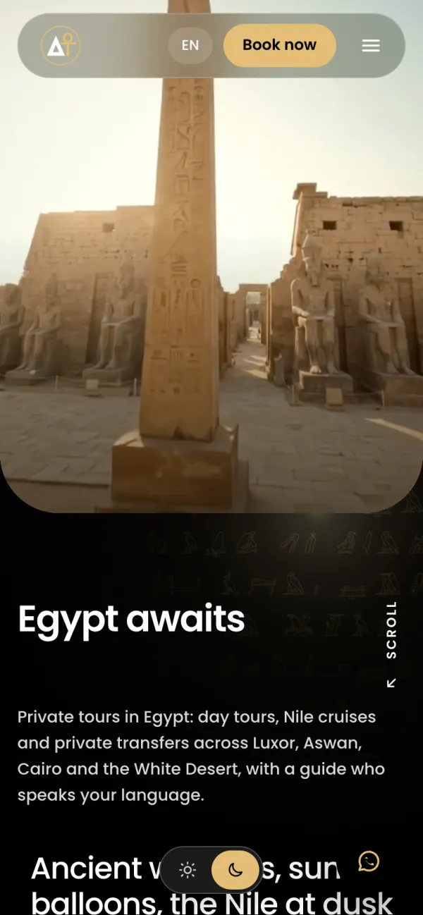 Amwaj Tour homepage on a phone