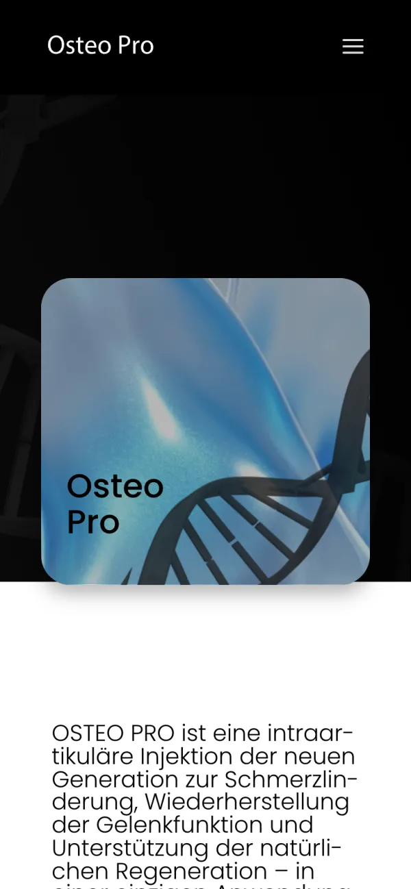 OSTEO PRO German homepage on a phone