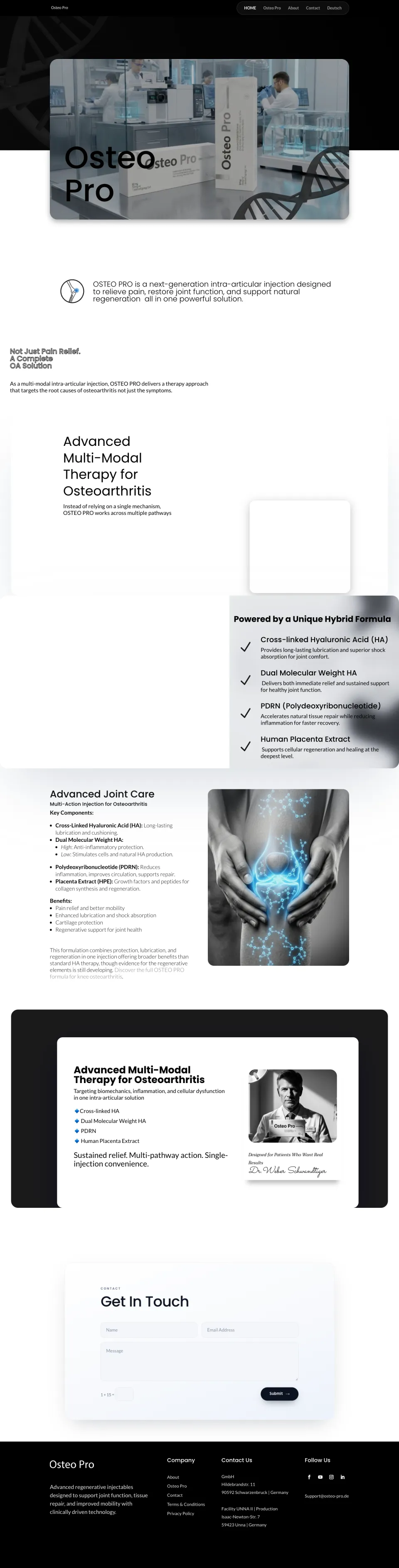 OSTEO PRO homepage, full page