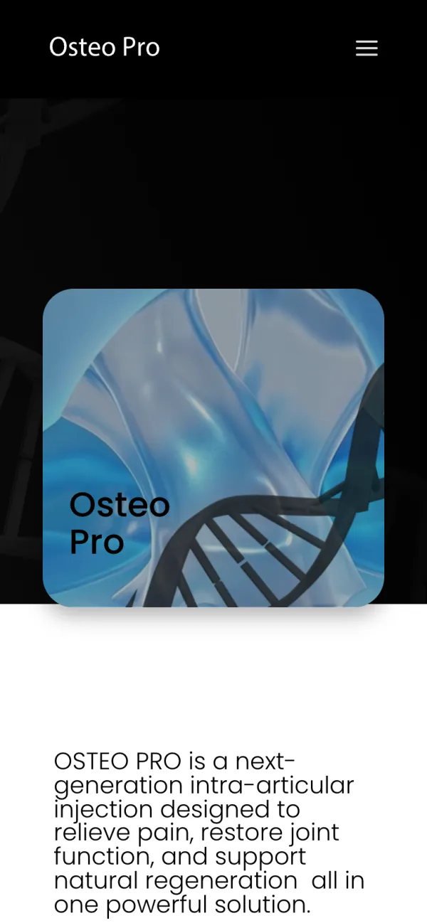 OSTEO PRO English homepage on a phone